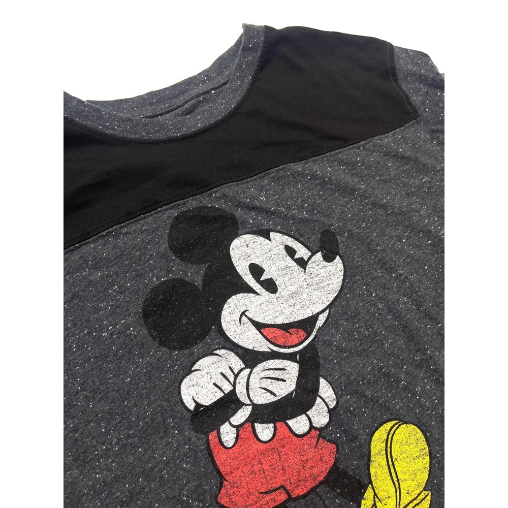 Disney Mickey Mouse Long Sleeve Shirt XL Charcoal Grey Heather Graphic Tee 0360